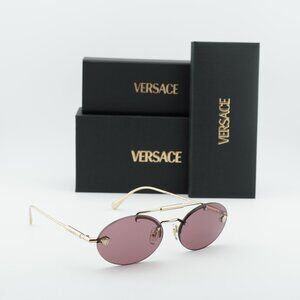 Versace VE2295 1252/1A Oval Sunglasses - Pale Gold/Violet